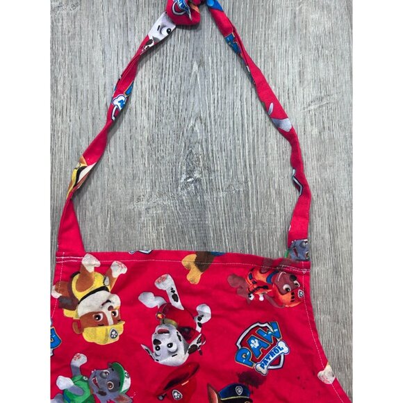 Vintage Paw Patrol Apron For Cooking Unique Cute Dog Print Cotton Red - Picture 4 of 7